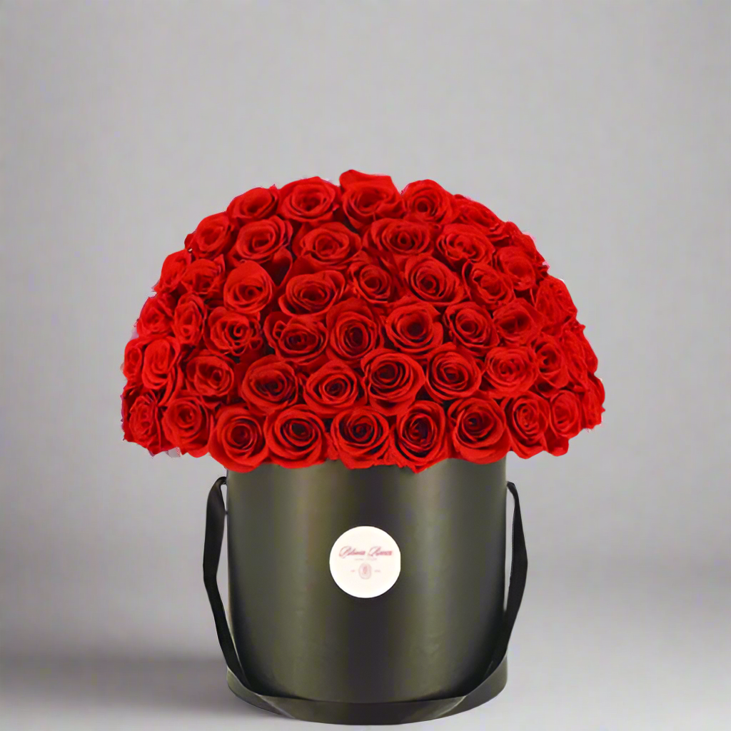 luxury flower box, red roses bloom box for Valentines Day