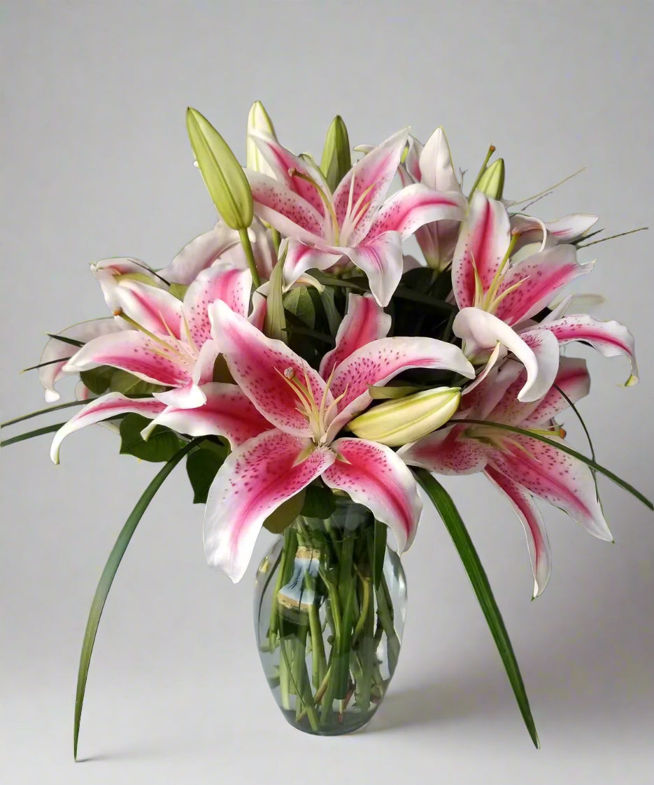 pink white lily flower Fragrant Vase